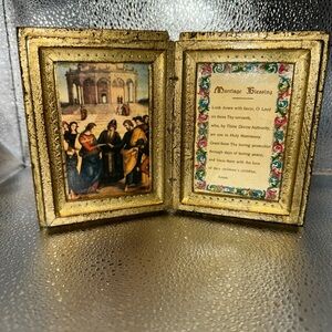 VTG Italian Florentine wooden Marriage Blessing